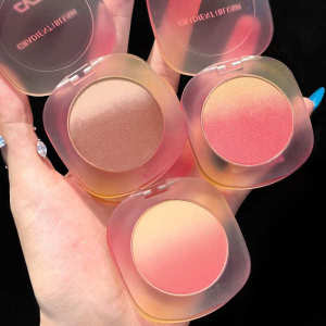 ♤Three-color gradient blush repair plate dirty tea pink not easy to fly pink warm color natural nude makeup rouge genuine goods super fire☚