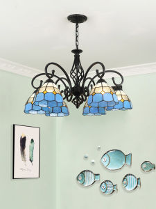 Mediterranean Style Chandelier European Style Lamp in the Living Room Dining-Room Lamp Bedroom Light American Pastoral Color Lampshade Decorative Lamps