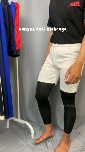 Manset Kaki Leg Warmer Leg Sleeve Olahraga Basket Voli Hitam