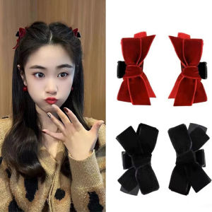 Fashion Angel Girl Kẹp tóc nơ nhung hai mặt nữ ngọt ngào dễ thương công chúa kẹp tóc ngắn sinh viên lễ hội quà tặng sinh nhật