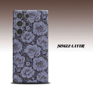 purple peony floral vintage For Samsung Galaxy S26 S25 S24 A56 A36 Dual Layer Luxury Fashion Full Lens Protective Case