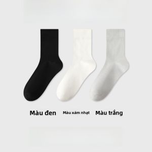 MiiOW | Tất thể thao nam dài đến bắp chân dày dặn chống mùi kháng khuẩn thấm hút mồ hôi cotton mùa thu đông màu đen tất dài đến bắp chân