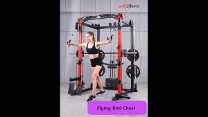 ADSports K1-JL08 Comprehensive Commercial Multifunctional Smith Machine Wt Cable Crossover Lat Pulley Pull Bar Landmine