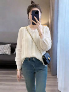 TIANQIANHUI | Áo Sơ Mi Tay Ngắn Dập Phồng Viền Ren Nhẹ