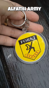 ALFATIH ARMY Gantungan Kunci Karate FORKI 2 Sisi Ring Stainless Premium