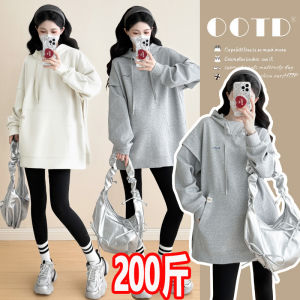 Bộ Đồ Nỉ Cỡ Lớn Cho Bà Bầu Áo Hoodie Dài Tay Thường Ngày Có Mũ Trùm Đầu Rộng Rãi Che Bụng Cho Phụ Nữ Mang Thai Nặng 200 Pound