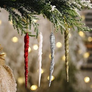 5pcs 13cm Christmas Simulation Ice Xmas Tree Hanging Ornament Fake Icicle Winter Party Christmas New Year Decoration Supplies