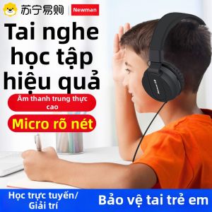 Neumann Headset Wired Headphones with Extended Line Built-In Microphone for Online Classes Noise Reduction Bass Music Student Use