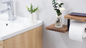 Wood Toilet Paper Holder Toilet Paper Holder with Shelf Wall Mounted Roll Paper Storage Rack With Wipes Storage Bathroom Hotel Toilet Storage Rack for Toilet Paper Holder