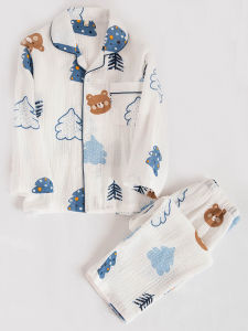 Pure Cotton Long Sleeve Boys Pajamas Set Spring Summer Autumn Home Clothes Breathable Comfortable Childrens Sleepwear