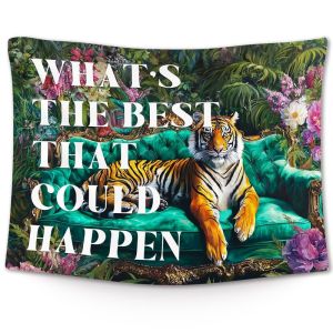 Retro Jungle Leopard Tiger Khẩu Hiệu Thảm Bohemian Treo Tường Cho Phòng Ngủ Ký Túc Xá Phòng Khách Trang Trí Nhà Polyester
