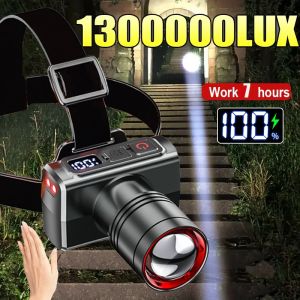Tactical Zoom LED Headlamp - USB Rechargeable Powerful Sensor Light for Night Fishing Hunting Emergency (Super Brightness)