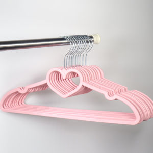 10Pcs Clothes Hanger Durable Abs Girly Heart Pink Love Bow-Knot Pattern Hanger Non-Slip Clothes Hanging Supplies