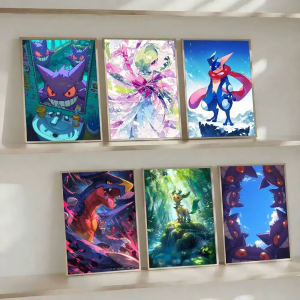 Bandai | Pokemon Peripherals Gengar Mimikyu Banette Anime Wall Art Canvas Poster