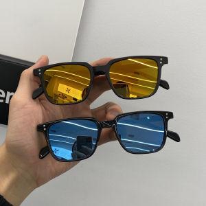 Geovannery Kacamata hitam persegi kecil wanita retro yang dipersonalisasi  kacamata hitam bulat datar pria perlindungan radiasi UV COD