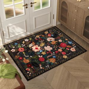 Thảm Trải Sàn Hoa VIKAMA Thảm Cửa Phòng Tắm Bền Bỉ Dễ Lau Chùi Trang Trí Nhà Cửa Thảm Polyester Cho Lối Vào