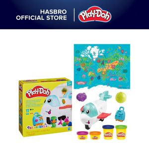 Play-Doh Airplane Explorer Starter Set Preschool Toys for 3 Year Old Girls & Boys & Up with Jet World Map Playmat 3 Accessories & 4 Modeling Compound Colors