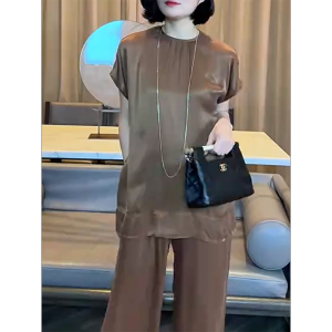 QINGNAER | Large Size Loose Comfortable Silk-blend T-shirt 2025 Summer