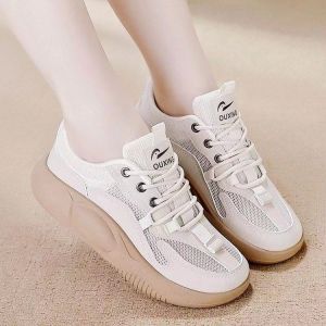 Popular 2024 mesh summer new womens shoes muffin shoes soft sole ultra-light versatile non-slip dad thick-soled single shoes women