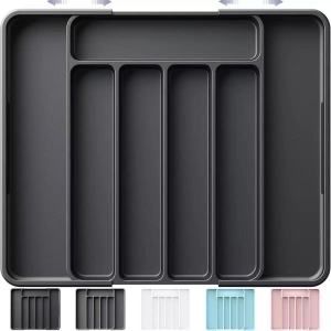 Adjustable plastic drawer storage box expandable storage tray suitable for kitchen utensils office supplies and organizing h