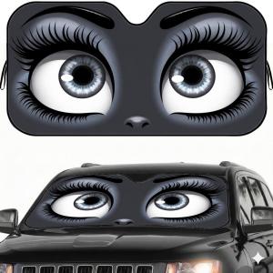 Funny Eyes Sun Visor Car Windshield Sunshade Front Window UV Protection Heat Insulation Sun Shade Cover Foldable