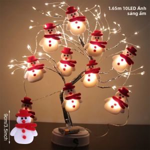 Đèn LED Giáng Sinh Mặt Ông Già Noel Đèn Cây Hoa Quả Chạy Bằng Pin Đèn Cây Thông Trang Trí Bàn Làm Việc Quà Tặng Tiệc Lễ Hội