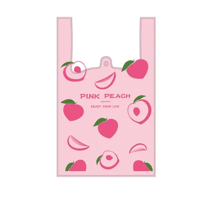 50PCS Colorful Plastic Bag Cute Fruit Pattern Handheld Gift Bag Clothing Kitchen Shopping Party Gift Packaging Reusable