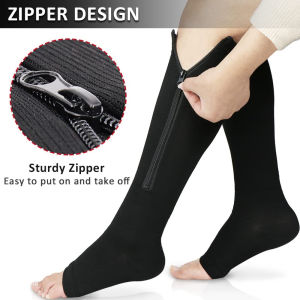 1Pair Compression Socks Sports Running Cycling Zipper Calf Support Sleeves for improves blood Circulation Reduces Swelling & Pain Swelling Shin Splint Varicose Veins Edema