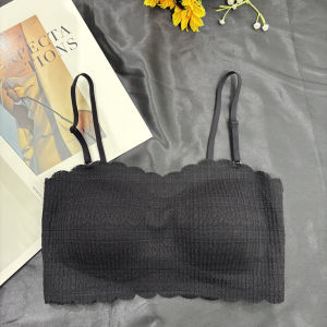 Detachable Lace Strap Bra Womens Invisible Anti-Light Strap Underwear Nylon Fabric Chest Gathered Tube Top Spring 2025