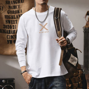 Áo Thun Cotton Dài Tay American Heavyweight Pure Cotton Dành Cho Nam 260g Áo Thun Cổ Tròn Rộng Rãi Thời Trang Thường Ngày