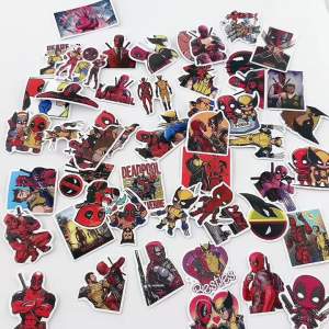 Bandai | 1 Pack Anime Sticker Deadpool And Wolverine Action Figures Hero Character Model Decorative Supplies Gift Toy