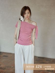 Summer Stylish Off-Shoulder Waist-Shaping Polka Dot T-Shirt