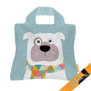 Foldable Eco-Friendly Shopping Bag Cartoon Lady Dog Design Single Shoulder Portable Travel Vegetable Buying Storage Bag