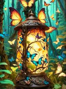 Huacan Diamond Painting Butterfly Lamp Diamond Mosaic Animal Landsacape Complete Kit Handmade Gift