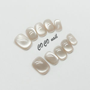 Handmade Wearable Nail Art 2025 New Style Transparent Pink Cat Eye French Daily Versatile High-End Whitening Nail Art 591