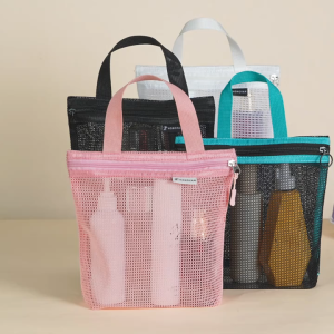 IQONICA 1pc Mesh Handbag Lightweight And Breathable/Zipper Storage Travel Tote Bag Toiletries Organizer Bag