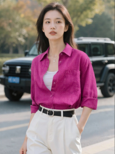 Vimly | Casual Simple Linen Long Sleeve Shirt