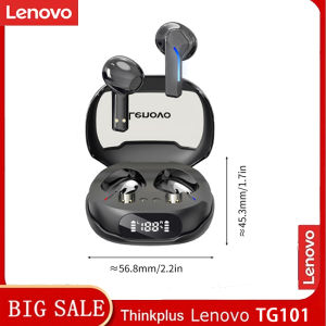 Lenovo | Lenovo TG101 Wireless Bluetooth Earphones Lightweight Ergonomic Half Earbuds Noise Isolation LED screenWaterproof Sport Earphone