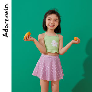 Girl Cute New Style Split Swimwear with Skirt