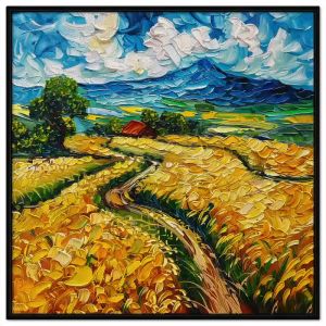 Tranh phong cảnh làng quêcánh đồng lúa chín vàngphong cảnh quê hươngtranh treo tườngdán tường.CGI-498