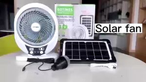 【Hot】Jiditech 6 Solar fan with LED light built-in battery large wind quiet portable AC desktop fan
