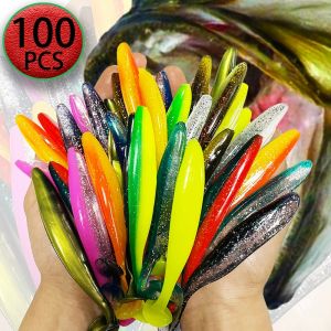 Silicone Baits 1-100pcs 70mm 90mm 120mm T Tail Shad Worm Soft Bait Artificial Bait Swimbait  Bait Wobbler Soft Baits Fishing Spo