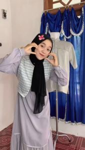 Baju Gamis Couple Pasangan Sarimbit Keluarga Muslim Lebaran 2025 Kekinian Korean Style Silmi Layyin