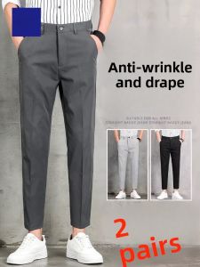 ROMON | Summer Lightweight Slim Fit Straight Leg Pants 9/10 Length