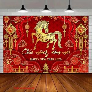 VIKAMA Lễ Hội Mùa Xuân Tấm Thảm Ma Xiangyun Lễ Kỷ Niệm Năm Mới Treo Tường Phòng Khách Trang Trí Phòng Ăn 100% Polyester