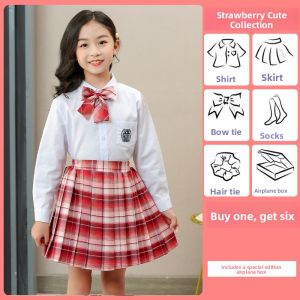 Girls Jk Uniform Set Spring/Autumn Short Skirt Pleated Skirt Long Sleeve Shirt
