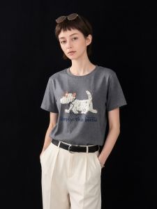 Basic House | Round Neck Short Sleeve Loose Slimming T-shirt