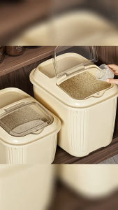 SEA JJT Thùng đựng gạo hình vuông kín khí có nắp trong suốt hộp lưu trữ nhà bếp dung tích lớn cho thức ăn thú cưng và ngũ cốc chống ẩm và chống côn trùng