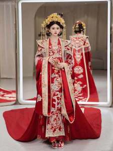 Traditional Chinese Wedding Dress XiuHai Suit Tang Dynasty Style New 2024 Full Set Summer Polyester Fiber Hanfu Ensemble