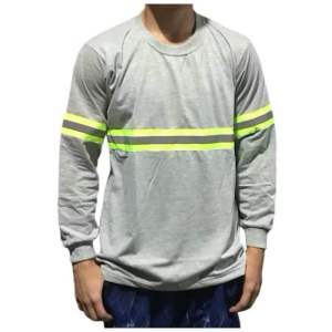 Mens Cotton with Neon Reflector Long Sleeved Shirt FREESIZE gray /dark gray